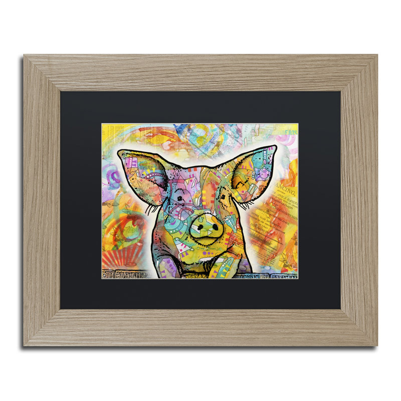 « the porc », impression encadrée sur toile, H 16 po x l 20 po x P 0,5 po, Toile avec cadre argenté, Noir