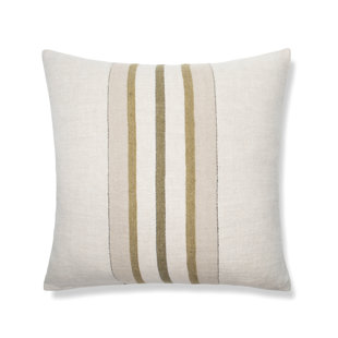 Housse de coussin rayée en lin