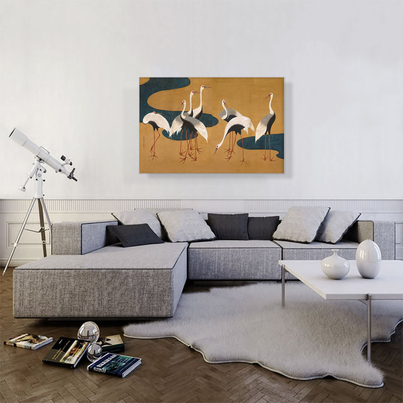 «Cranes» par «suiveur de Sakai Ho s'il-vous-plaît» par Sakai Hoifi, reproduction d'art sur toile tendue