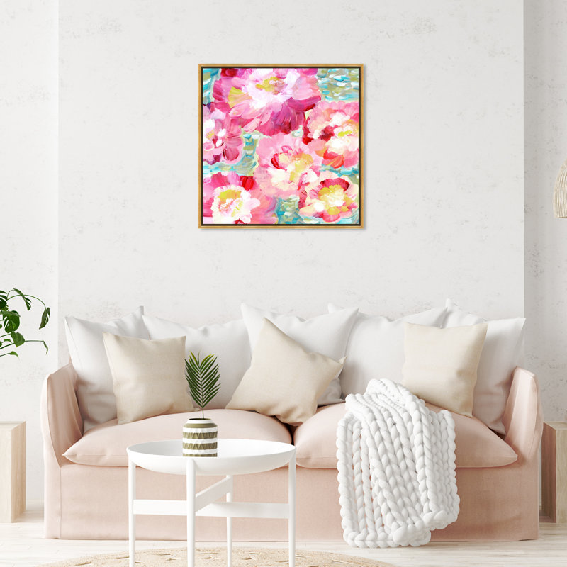 Fleurs florales et botaniques encadrées, reproduction d'art sur toile, H 30 po x l 30 po x P 1,5 po, Toile encadrée d'or
