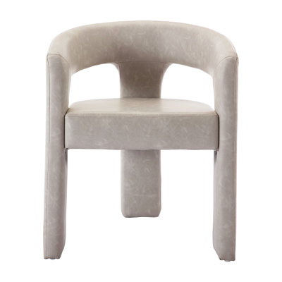 Jamali Upholstered Faux Leather Dining Arm Chairs Solid Back Barrel Dining Chairs Set of 1/2/3/4