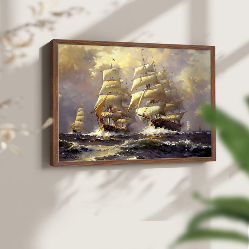 Nautical Series-CCXI - Reproduction encadrée - Restickable, H 11 po x l 14 po, Noyer