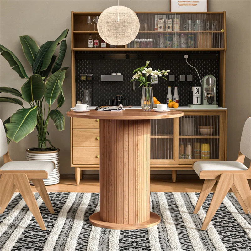 Round Dining Table, Farmhouse Kitchen Table For Kitchen Living Room, Wood