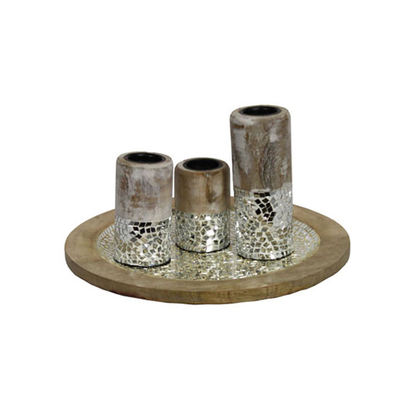 Ensemble de chandelles 4 pièces en céramique, Argent