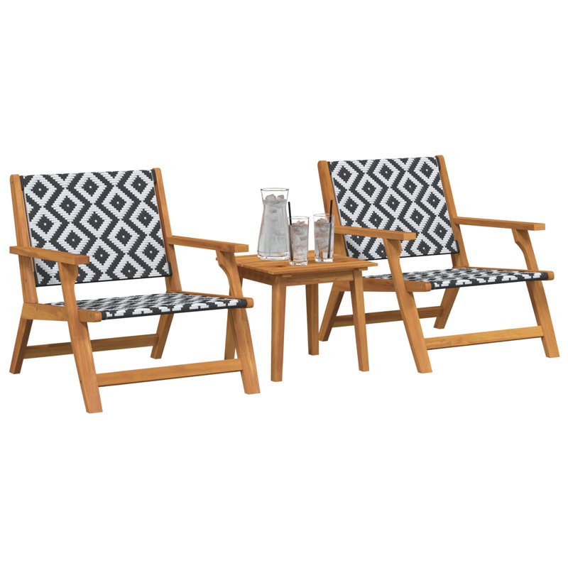 Ensemble de 2 bois d'acacia d'aspect teck, rotin