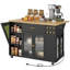 Îlot de cuisine avec abattant et station de charge, chariot de cuisine mobile sur roulettes, 2 tiroirs de rangement, armoire à déchets, tablettes ouvertes à 3 niveaux-1258767956