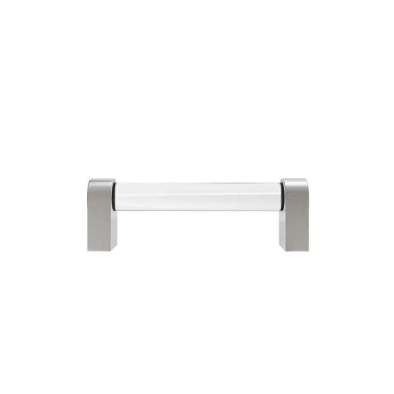Poignée barre / poignée en acrylique Clarity, Nickel satiné / transparent, 3 3/4 po D'un centre à l'autre
