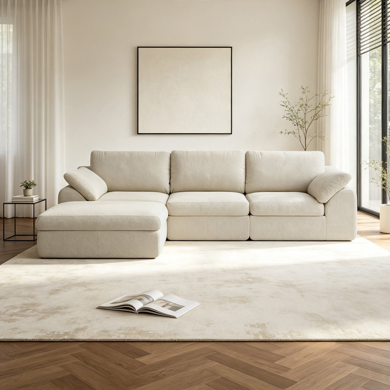 Canapé rembourré avec nuage, canapé modulaire moelleux à 3 places avec canapé en forme de L et méridienne, canapé minimaliste moderne pour la chambre à coucher du salon