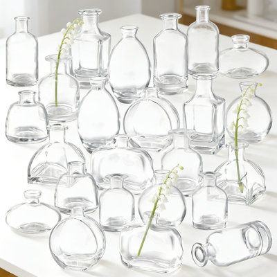 Ensemble de 24 vases à bourgeons en verre en vrac - 12 formes uniques pour arrangements floraux, centres de mariage rustiques et décoration intérieure