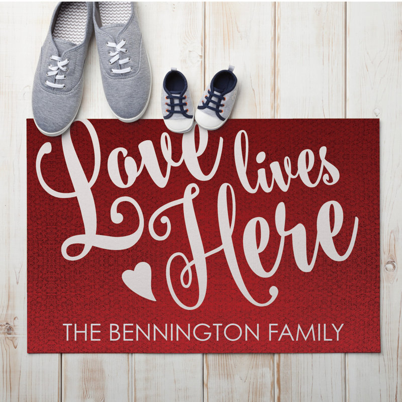 Love vit ici, personnalisé : 27 po x 18 po tapis de porte extérieur antidérapant Lauzon