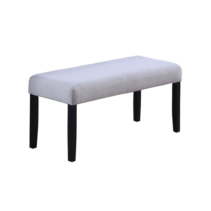 Transitional 1Pc Charcoal Dining Bench, Soft Fabric Wrapped, Bent Wood Legs, 19" Tall Bench For Room Cohesive Look Contemporary Upholstered 16" Width Overall