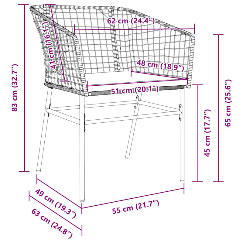 4 - Person Patio Dining Set with, Brown, 73cm H x 80cm W x 73cm D