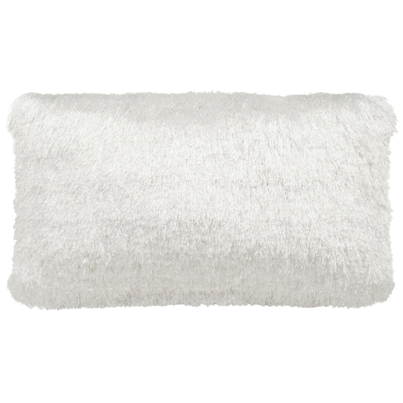 Fiesta Shag Shag Indoor/Outdoor Lumbar Pillow, White, 14" x 24"