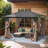 Heavy Duty 10x12 Metal Gazebo with Mosquito Net, Galvanized Steel Hardtop Pergola for Patio, Garden, Backyard