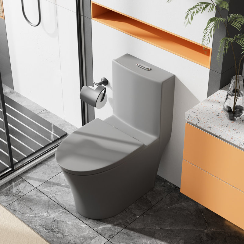 Dual Flush Grey Toilet - 1.1/1.6 , 1000G Map Score, Comfort Seat, Concealed Modern With Silent Flushing, Uf Heavy Duty 360 Degree Flushing