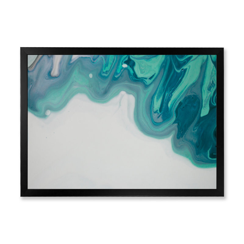 Marbre turquoise luxueux, art sur toile moderne, Cadre photo noir, H 8 po x l 12 po x P 1,5 po