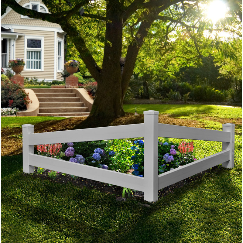 Vita 3 ft x 5 ft White Vinyl Split Rail Corner Fence