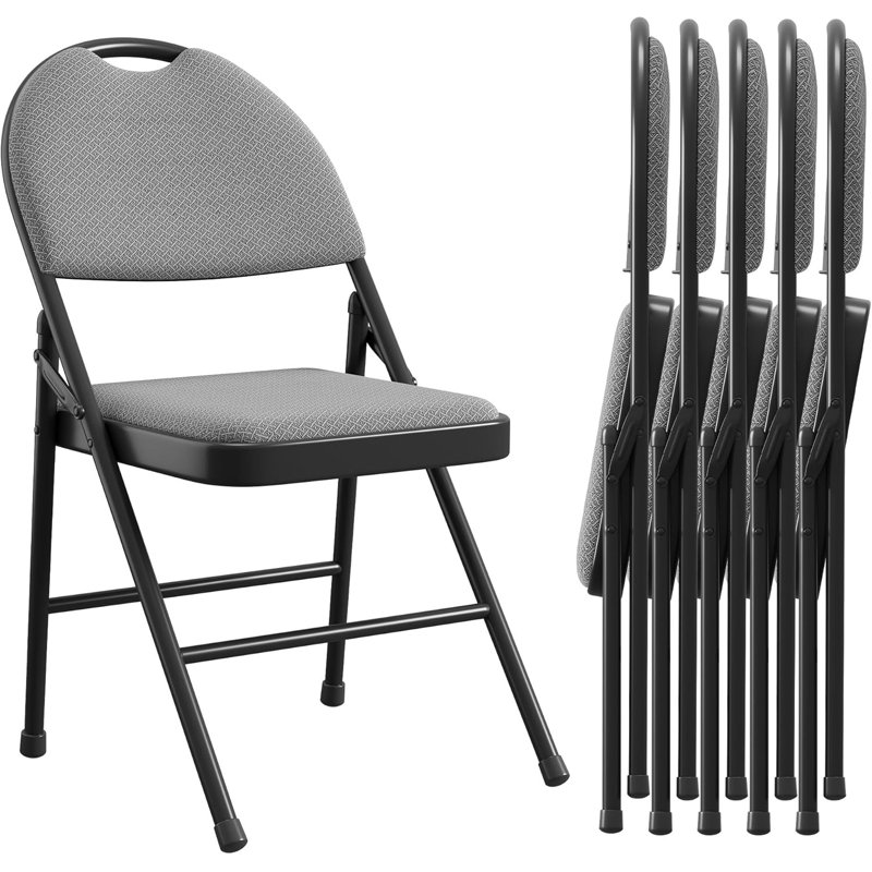 Cotton Padded Stackable Folding Chair Folding Chair Set, Black