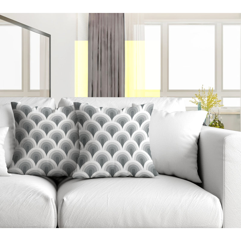  Coussin décoratif intérieur / extérieur, L 19 po x H 19 po, Gris