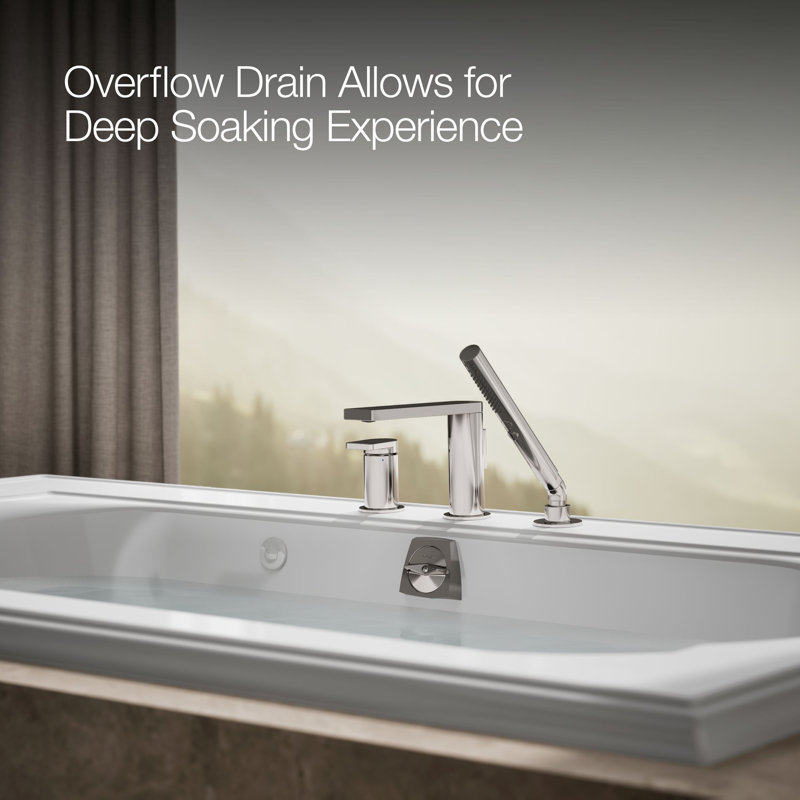 Memoirs 72" x 42" Drop In Whirlpool Acrylic Bathtub with Heater, White