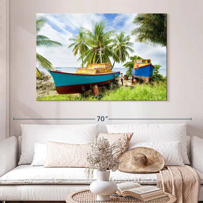 Mehar Six Men's Bay Fishing Boats, 34" H x 51" W