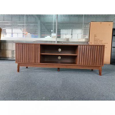 55-Inch TV Stand, Mid-Century Modern Style TV Stand (Suitable For 55/65-Inch Tvs), Entertainment Center With Storage Space, Media Console For Living Room And Bedroom, Walnut Wood Color