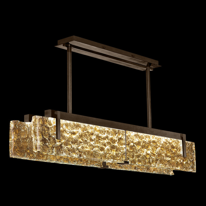 Luminaire suspendu linéaire 52,25 po Terra, Feuille d'or