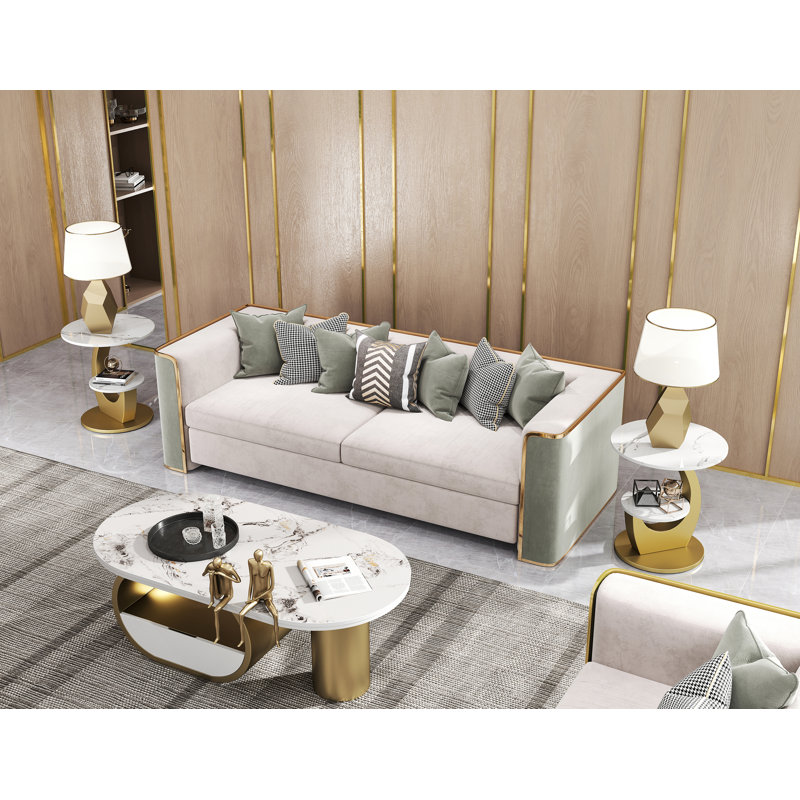 Side Table with Storage, Gold