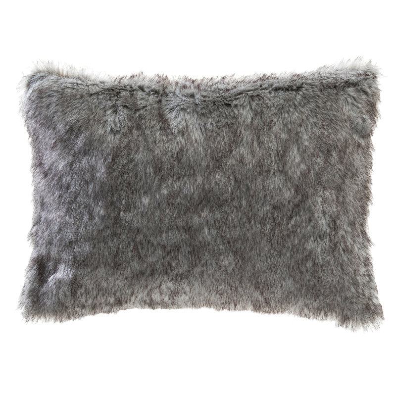 Faux Fur Reversible Pillow Cover, Gray