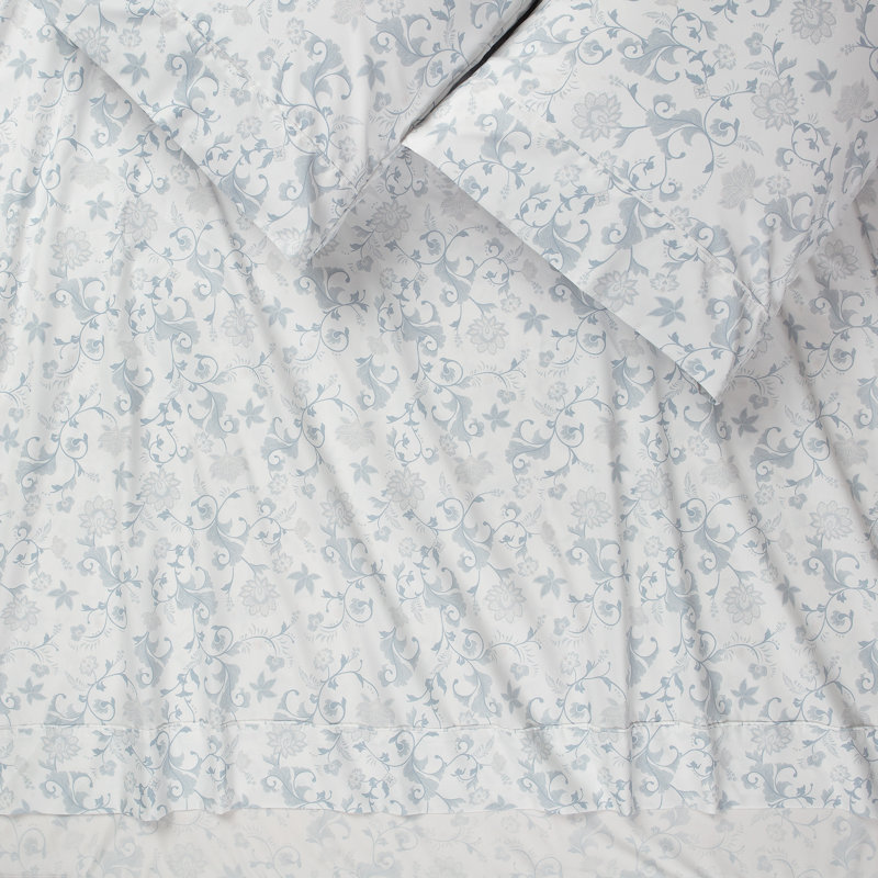 Chanasya Blue Floral Paisley Microfiber Queen Sheet Set