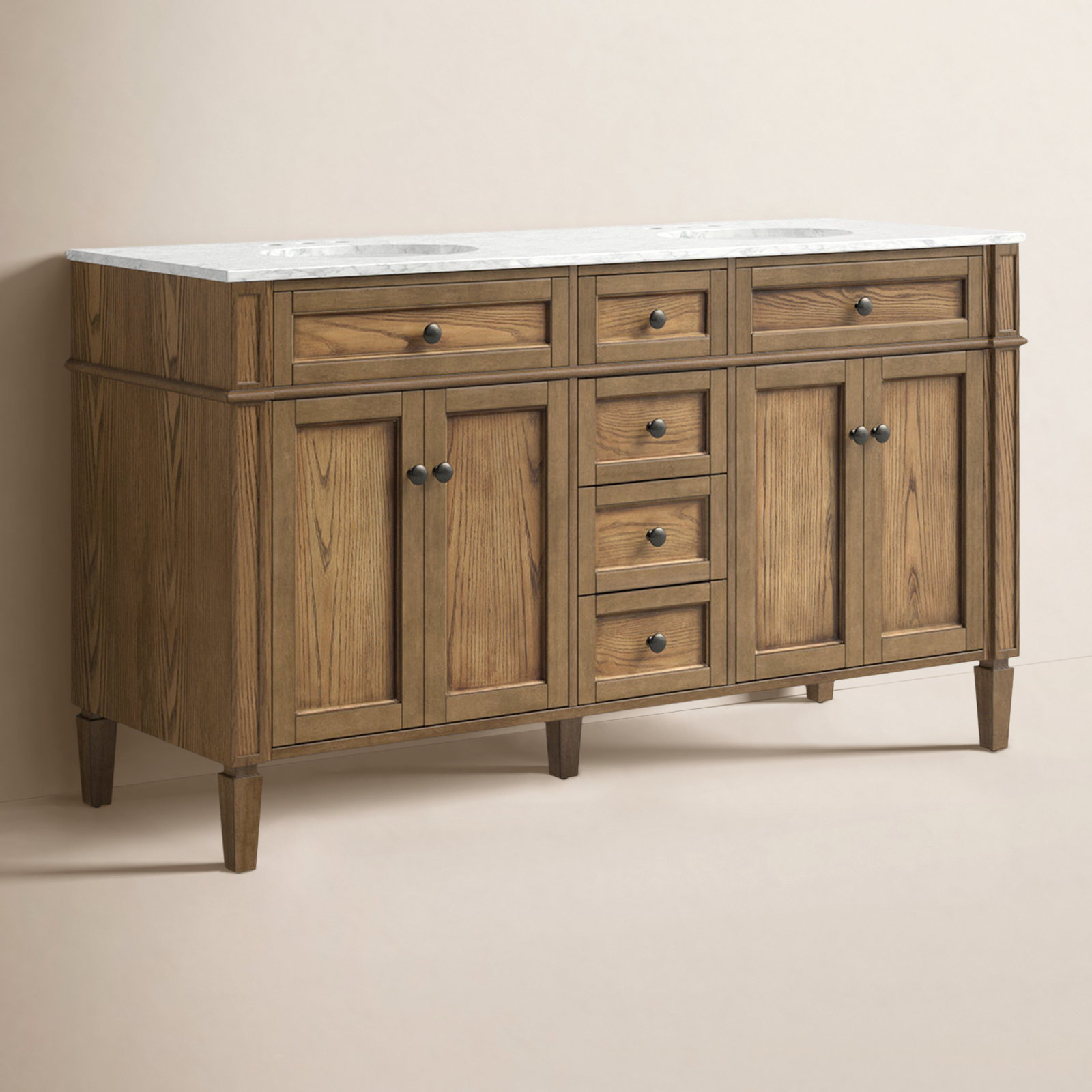 Rivers 60'' Double Bathroom Vanity, Driftwood