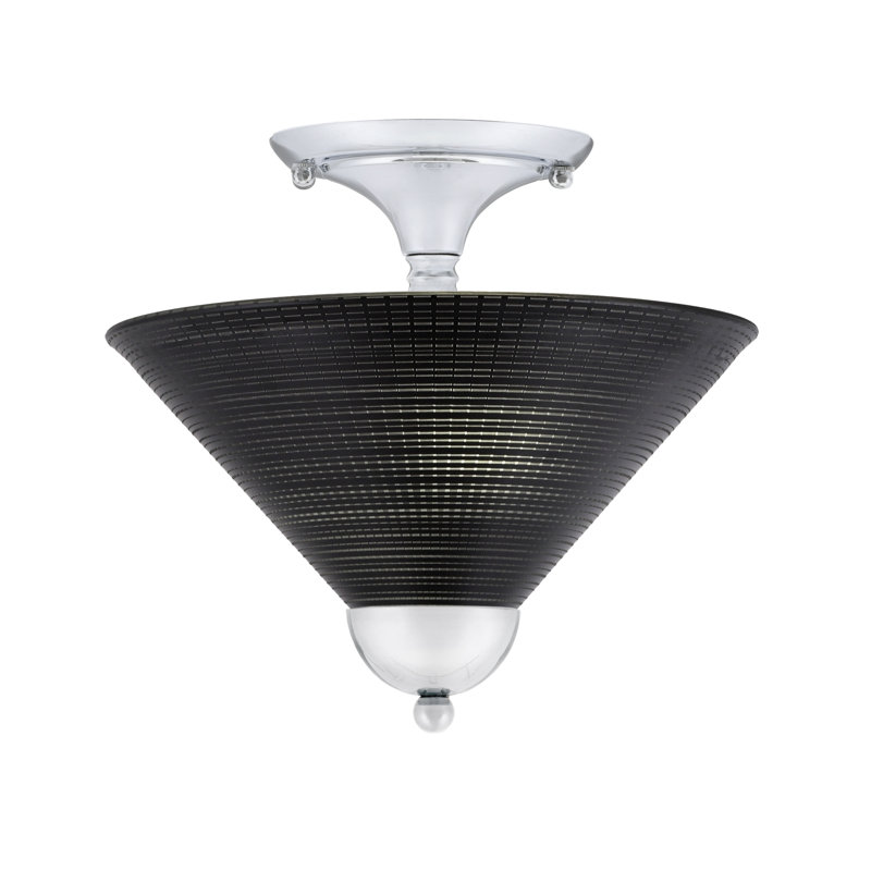 Magar Semi-Flush 2 Bulbs With 12" Glass, Chrome , Black