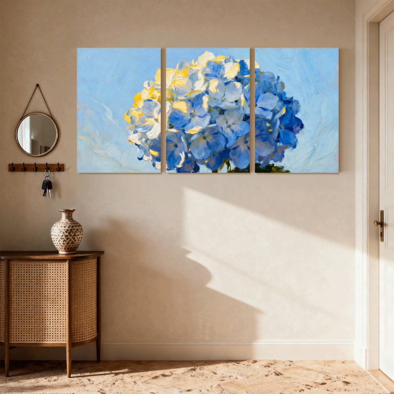 Hydrangea, ensemble de 3 impressions sur toile, H 24 po x l 48 po