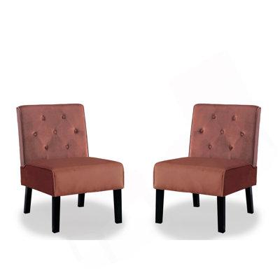 Fauteuil d'appoint capitonné sans accoudoirs avec tissu en velours et mousse haute densité Reese