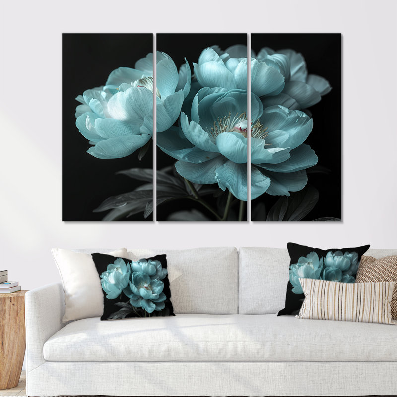Ensemble d'art mural Runkle - pivoines, Toile tendue, H 32 po x l 48 po x P 1 po