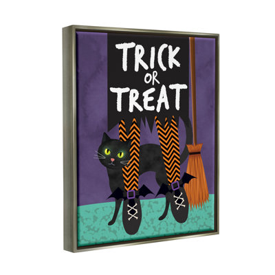 " Trick or Treat Cat & Witch " Graphic Art Print