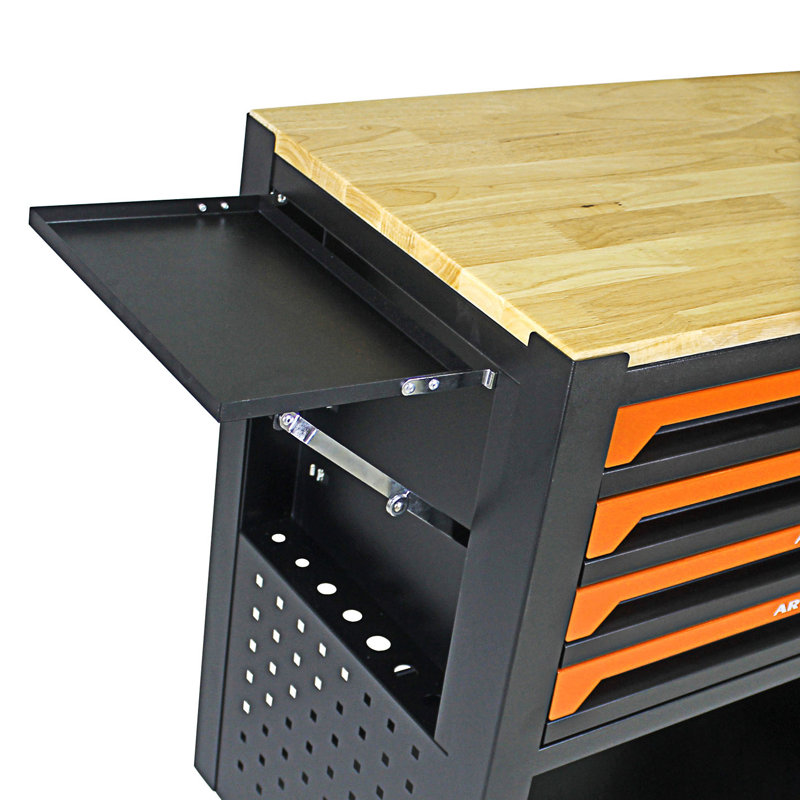 Chariot à outils multifonctionnel 4 tiroirs, armoire d'entrée, armoire de rangement à roulettes, Noir / Orange