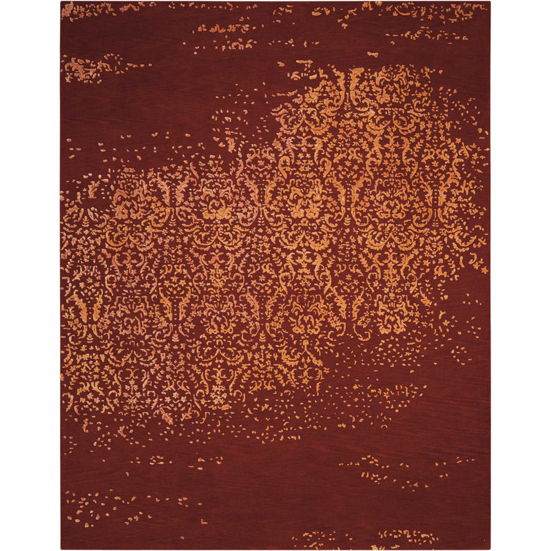 Tapis orange contemporain Paris, Rectangle 8 pi 6 po x 11 pi 6 po