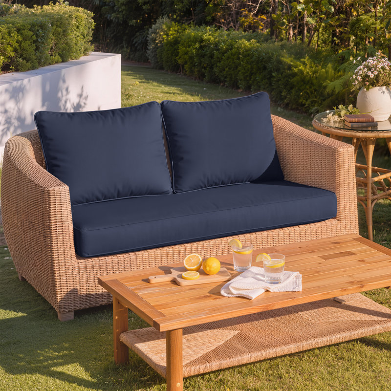 Wynee Outdoor Loveseat Cushions 46X26X5 Bench Seat / Back Cushion, Only Cushions, Navy Blue