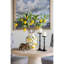 Vase en céramique blanche 9 x 9 x 12,5 po avec des accents de citron jaune vif