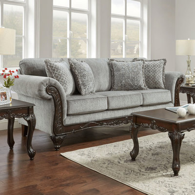 Hernen Carved Wood Frame Sofa