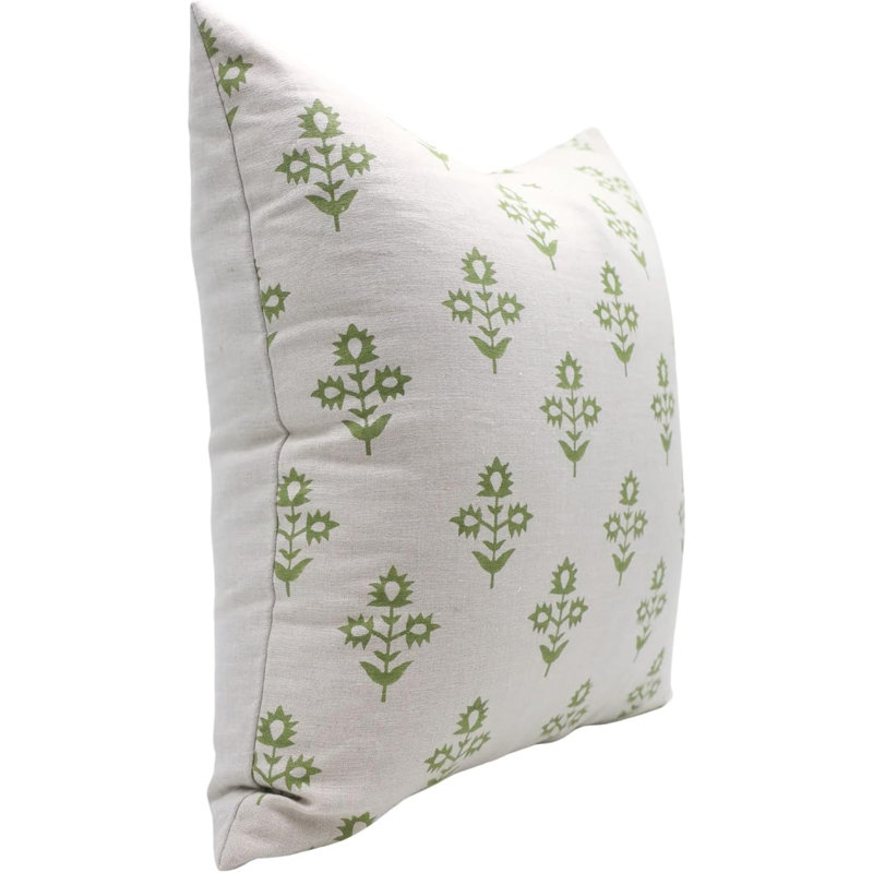 Housse de coussin Boho, Forme rectangulaire, Vert clair, H 12 po x l 20 po