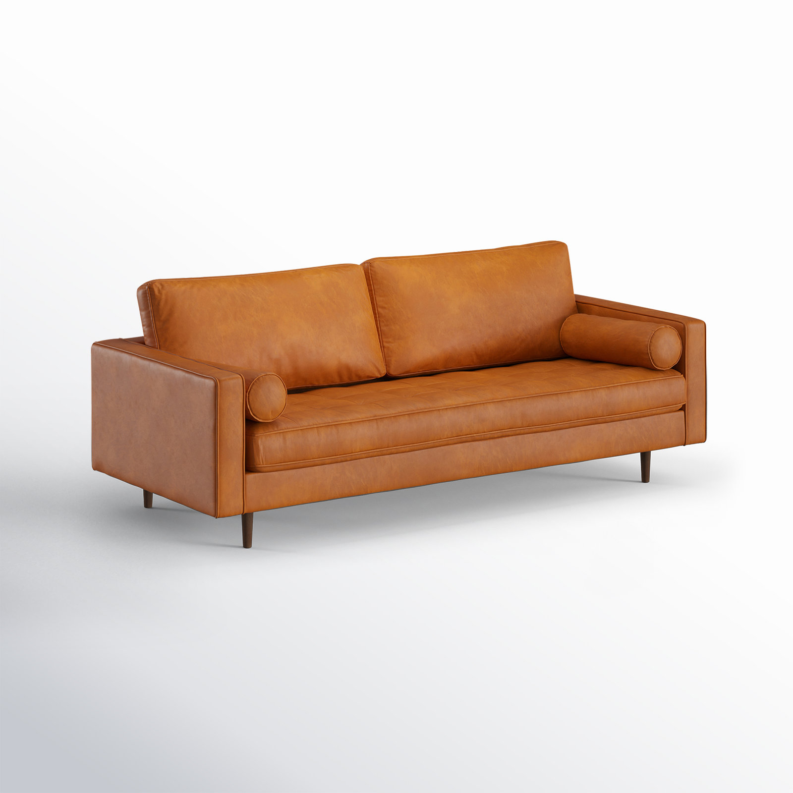 Geo 84" Genuine Leather Sofa, Caramel Genuine Leather