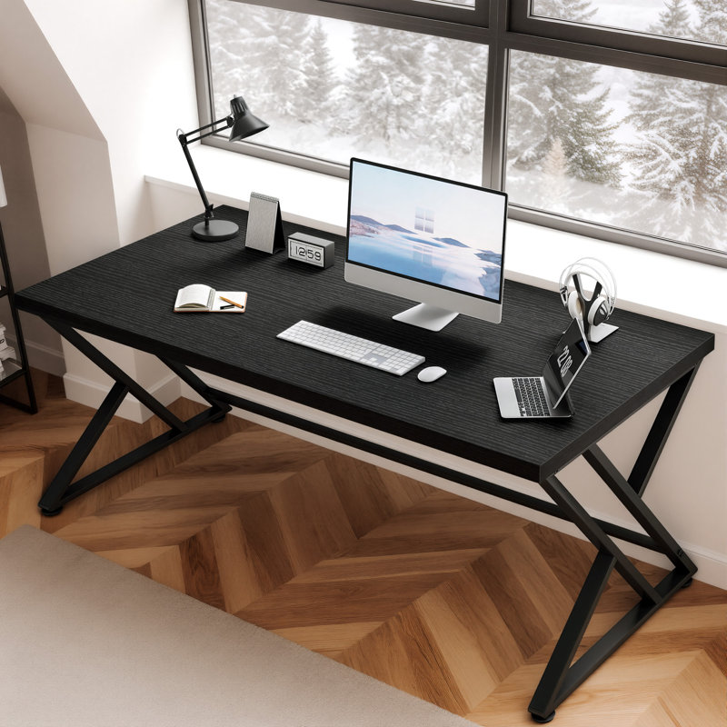 Kelleia Writing Desk, Black, 30.1" H x 60" W x 23.6" D