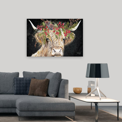 Red Berry Christmas Highland II Abstract Contemporary Landscape Nature Wall Art