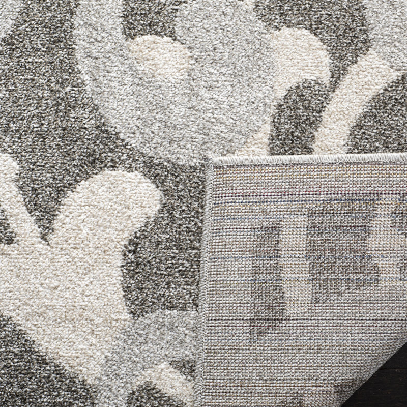 Ammundsen Floral Grey/Light Grey Area Rug, Rectangle 5'3" x 8'