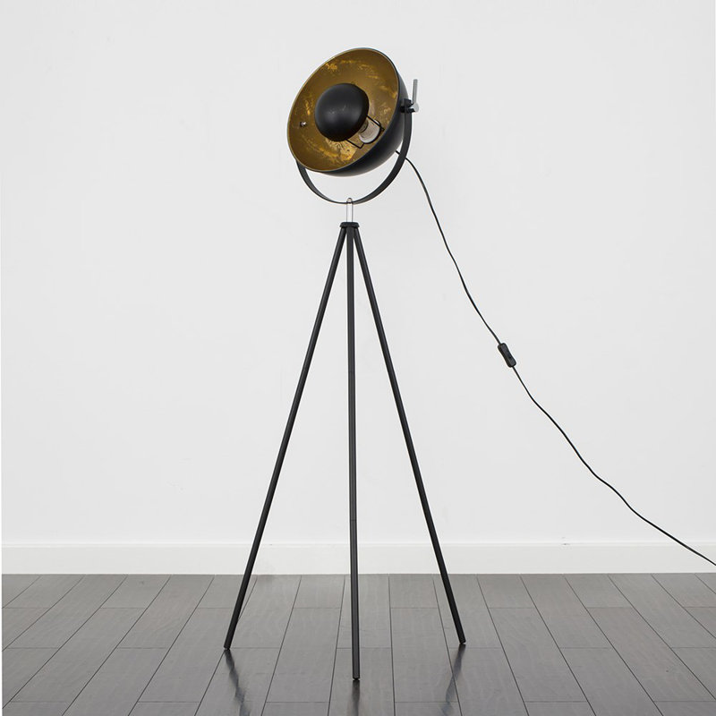 Kerns 132cm Black Tripod Floor Lamp, LED Bulb