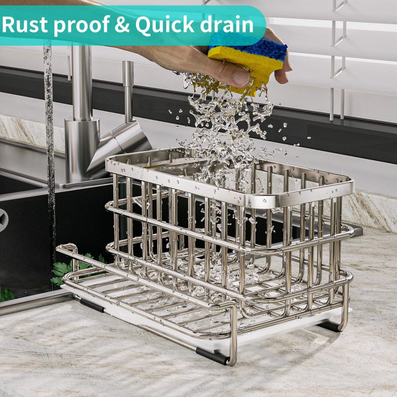 Stainless Steel Kitchen Sink Caddy with Drain Tray