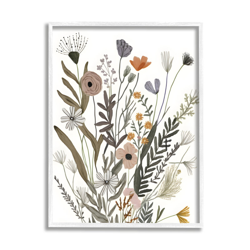 Bb-290-Feuilles de plantes modernes encadrées, H 30 po x l 24 po x P 1,5 po, Giclée encadrée blanc bord de mer