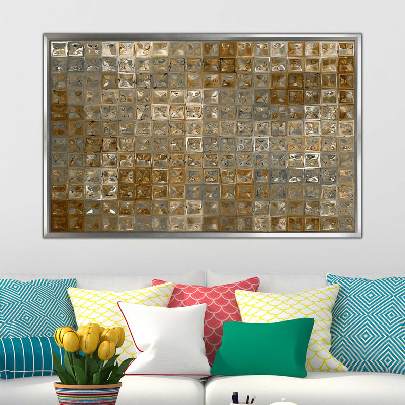 «Tile Art # 6 2013», impression sur toile, H 27,5 po x l 43,5 po x P 2 po, Cadre flottant argent